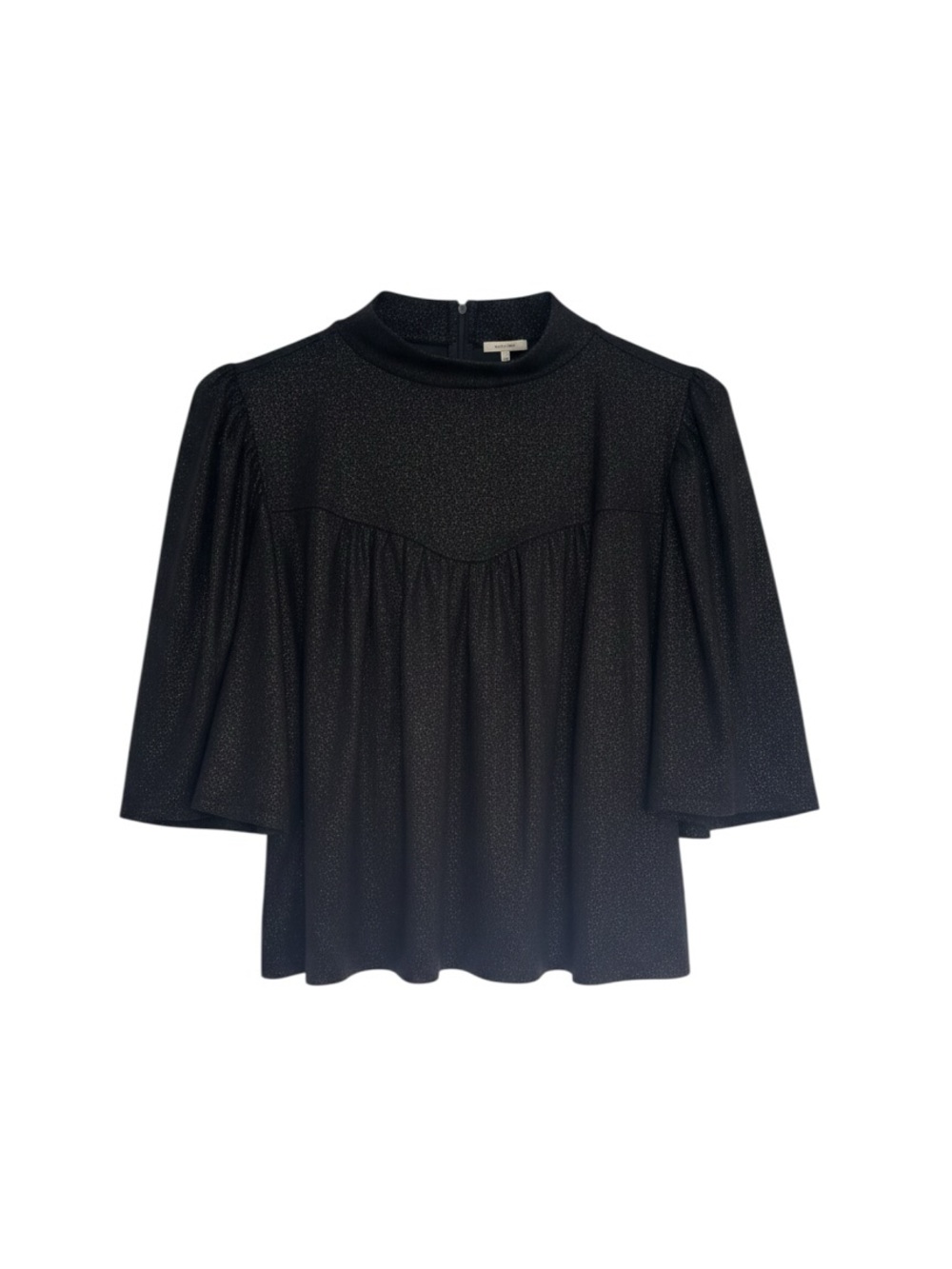 LOFT Black Sparkle Mock-Neck Blouse